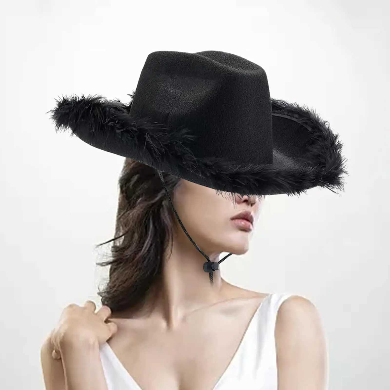 Western style cowboy hat womens wide brimmed summer outdoor sun hat cowboy hat hiking vacation fishing party W241225