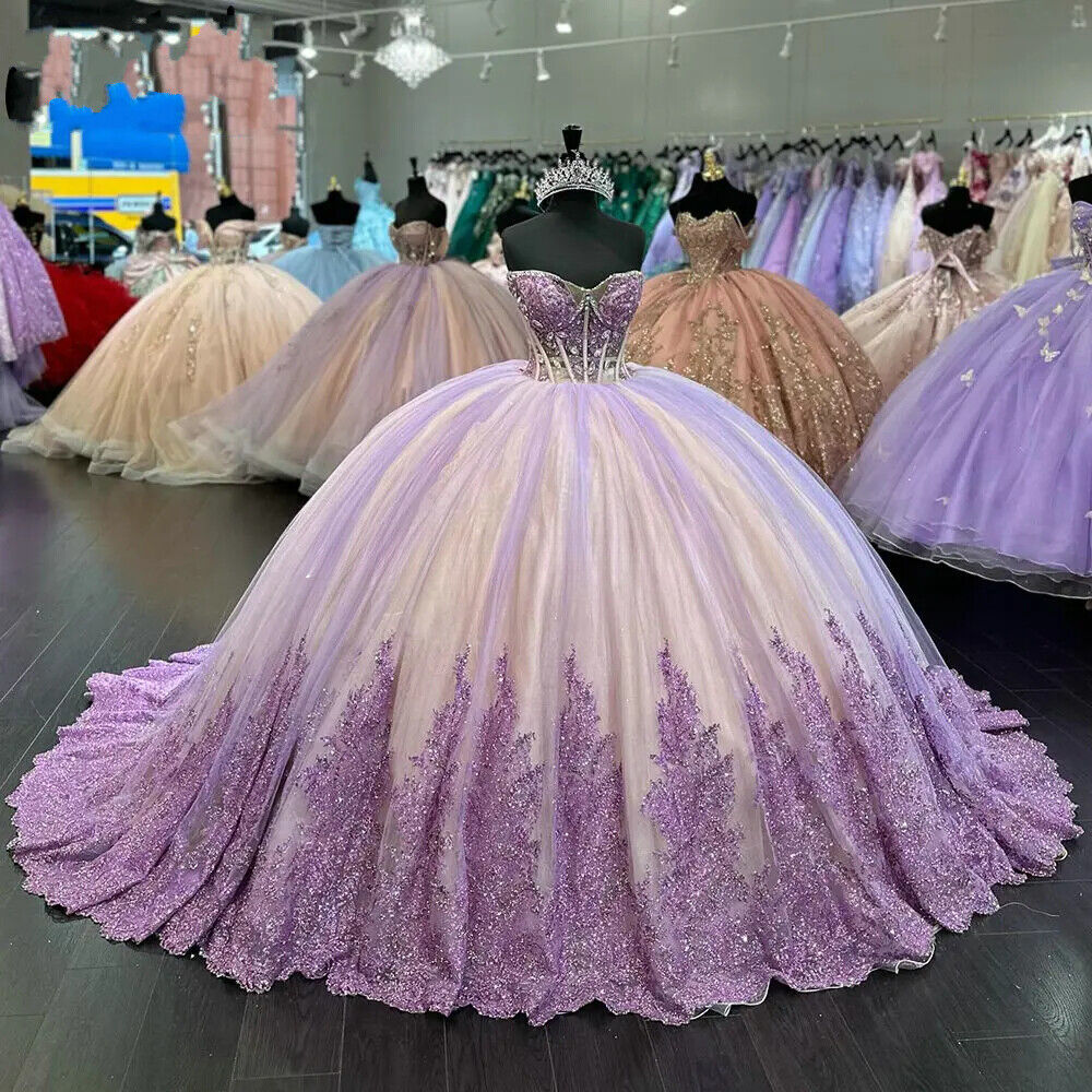 Red Ball Gown 3D Butterfly Princess Quinceanera Dresses Off The Shoulder Gold Appliques Corset Sweet 15 Vestidos De XV Anos Plus Size 01