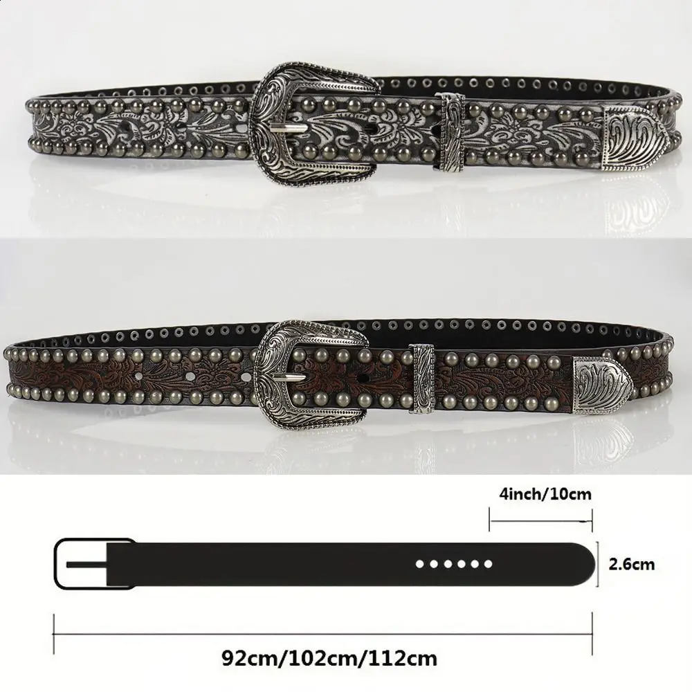 Punk Rock Chic Round Rivet Belt Harajuku Vintage Alloy Buckle Waistband Y2K PU Leather Belt 241226