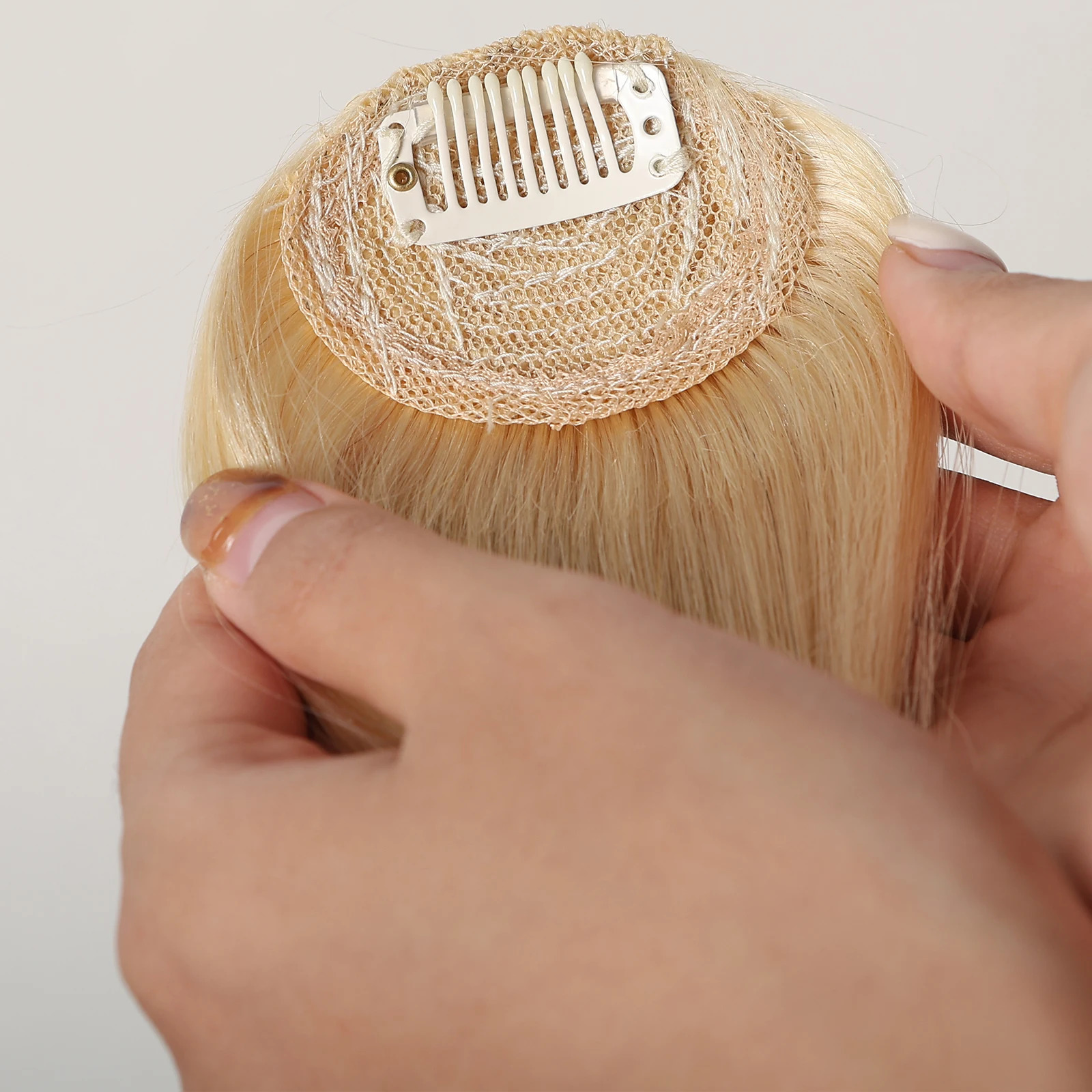 100% Human Hair Bangs Clips in Air Fringe Bangs Hairpiece for Women Platinum Blonde Remy Human Hair Bangs Hair Extension 4.5inch 241225