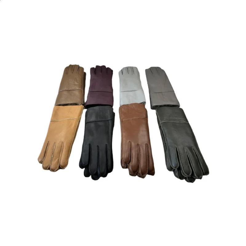 Fur Integrated Gloves for Men Sheepskin Fur Gloves Winter Warm Real Fur Outdoor Windproof Motorcycle Riding Style 241226