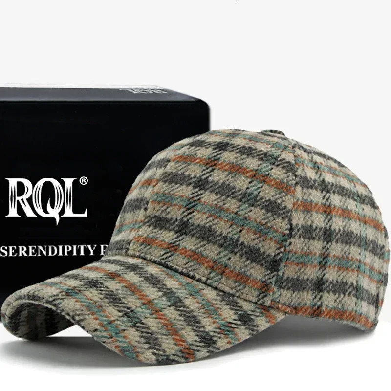 Thick Windproof Wool Check Baseball Cap Truckers Hat Outdoor Winter Structured Plaid Checked Print for Men Women Keep Warm 241225