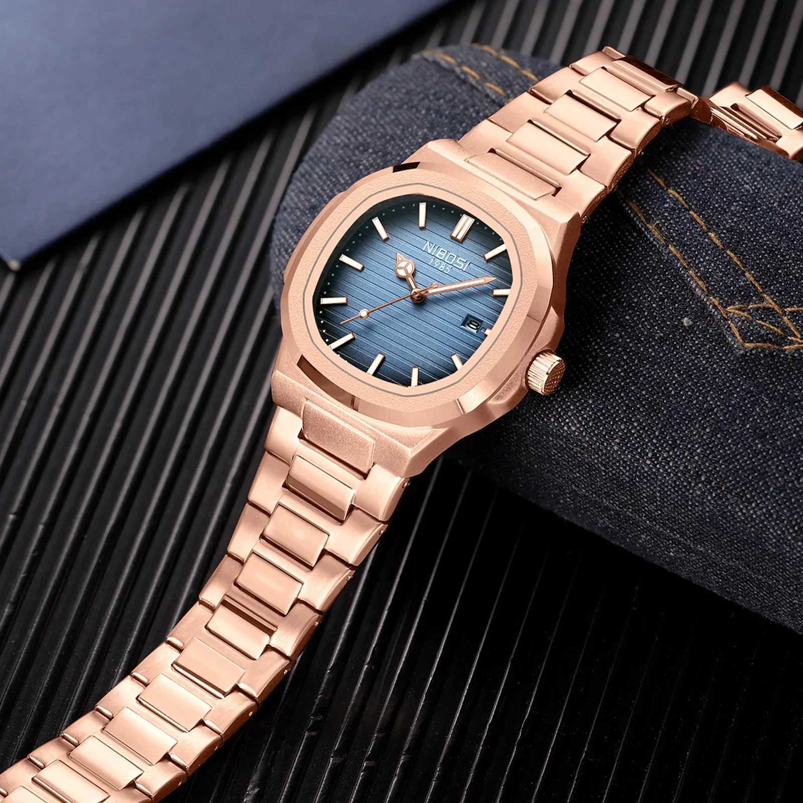 New Arrival NIBOSI New Luxury Business Watch Waterproof Mens Watch Luminous Date Stainless Steel Square Quartz Mens Watch Reloj Hombre Z241226