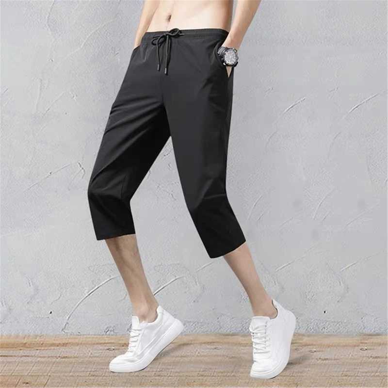 Breathable Sport Running Pants Mens Casual Shorts w/ Pocket Loose Quick Dry Jogger Pant 3/4 Athletic Shorts for SummerXJ241226