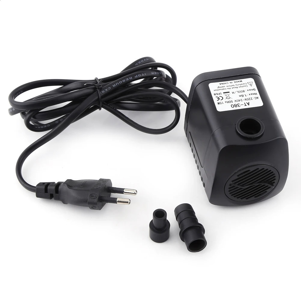 Plastic 220V 15W 800L/H Fountain Fish Aquarium Water Submersible Pump Black Aquarium Fountain 241225