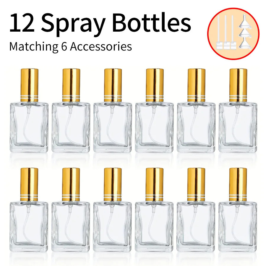 12pcs6 accessories 15ml transparent perfume spray bottle including 12 spray bottles 3 funnels and 3 sub-packing artifacts 241225