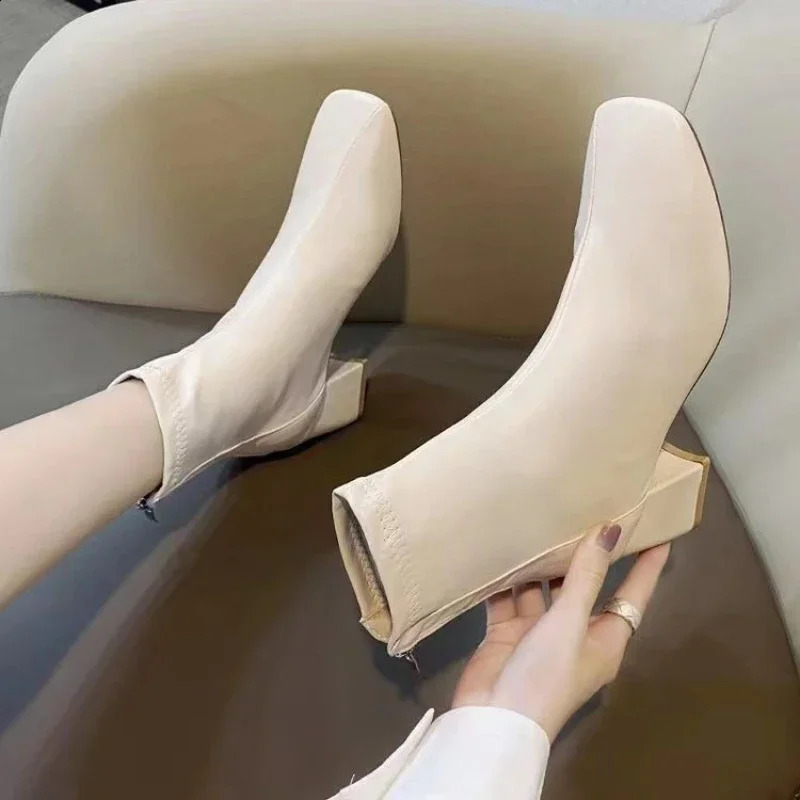 Women Boots Fashion Square Head Ankle Boots for Women Ankle Boots Comfortable Lady Shoes Casual Shoe botines mujer 241226