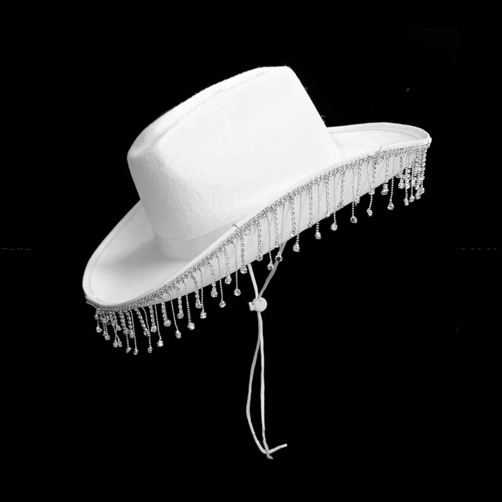 White bridal crystal denim hat is lightweight and easy to carry made of felt cloth denim hat used for bridal shower photo booth Halloween decoration W
