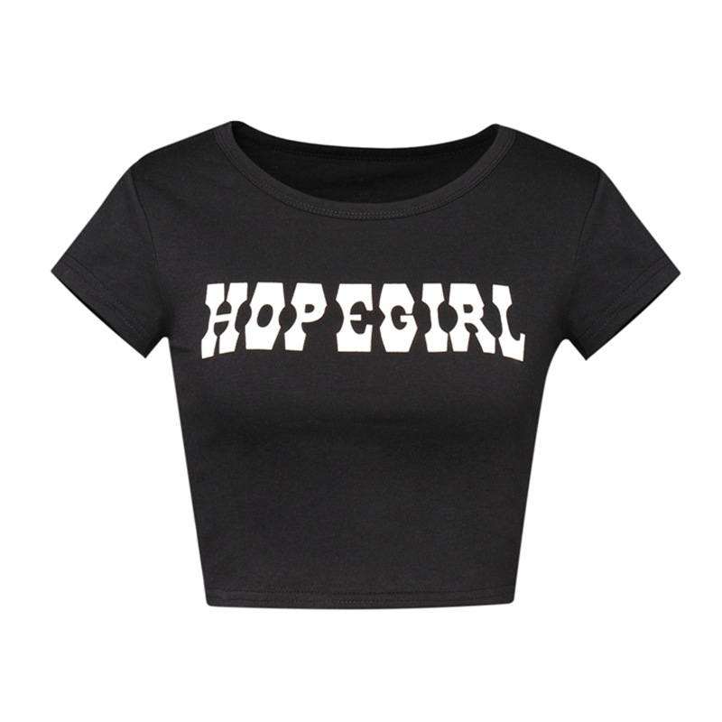 Women's T-Shirt Slim Fit Baby Letter Printed Pattern Casual T-Shirt - Short Sleeve Exposed Navel Top