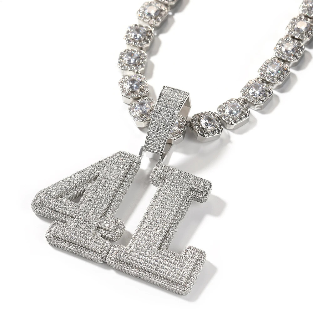THE BLING KING Large Custom Name Necklace For Men Micro Paved Cubic Zircon Letters Pendant Times Roman Font Hip Hop Jewelry 241226