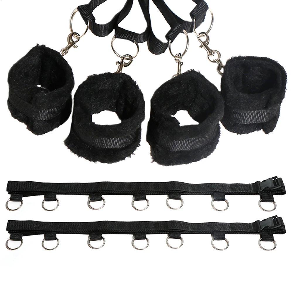 Sex Bondage BDSM Kit Restraints Set Sex Toys with Hand Cuffs Ankle Cuff Slave On The Bed Open Leg Flirt Toys for Women Couples 241226