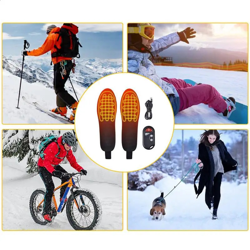 Winter Heating Insole USB Chargeable Intelligent Remote Control Heating Insole Outdoor Sports Skiing Cycing Warm Heating Insole 241226