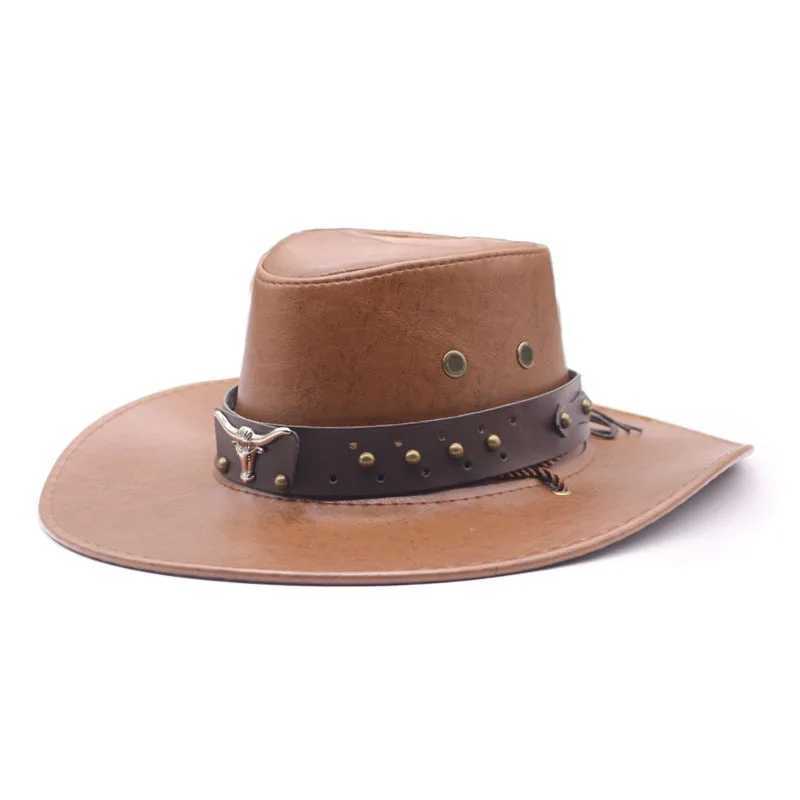 Mens and Womens Fashion Western Cowboy Hat Outdoor Sunshade Jazz Hat Adjustable Knight Hat W241225