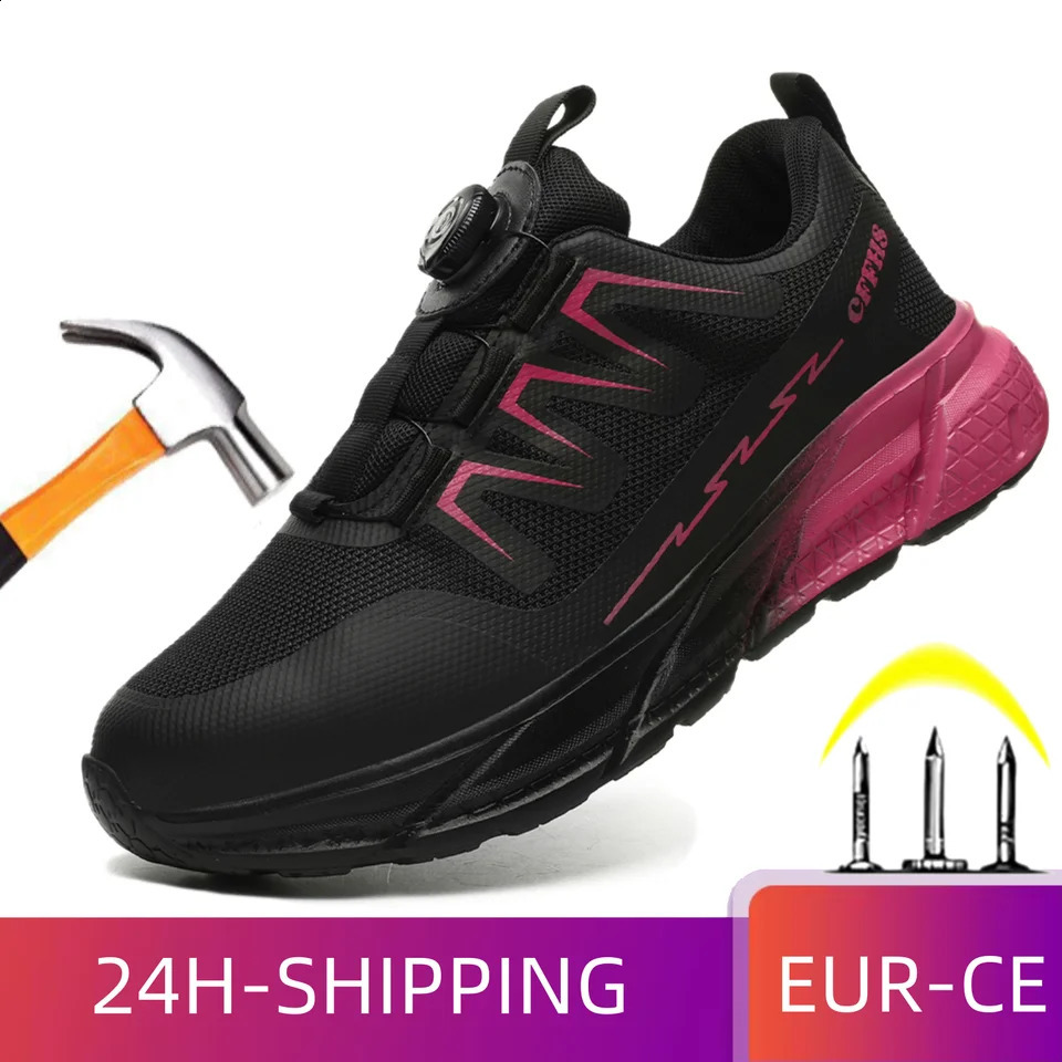Comfortable Steel Toe Safety Shoes for Women Anti-puncture Work Shoes Female Breathable Shoes Indestructible Work Safety Boots 241226