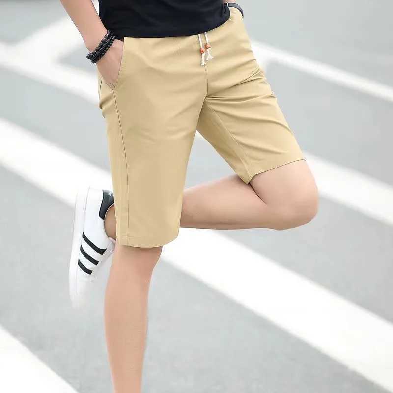 2024 Summer New 100% Cotton Solid Color Mens Shorts High Quality Casual Business Social Elastic Waist Mens Shorts 7-Color ShorXJ241226