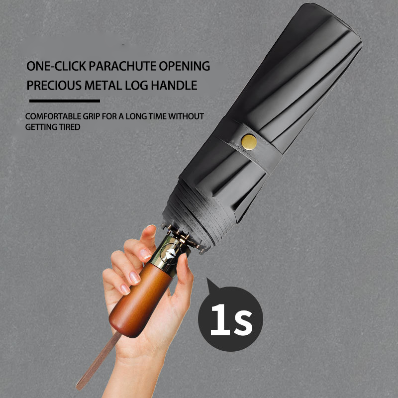 Automatic Advertising Umbrella with Sturdy Wooden Handle Ideal for All Weather Conditions
