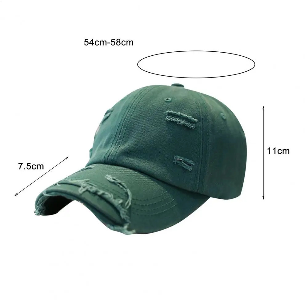 Sun Extended Brim Adjustable Bucket Baseball Cap Distressed Ripped Hole Unisex Hat Men Women Vintage Baseball Cap 241224
