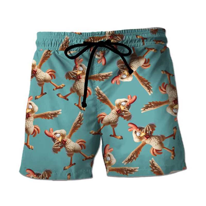 Funny Chicken Graphic Bermuda Hawaiian Boardshorts Rooster Board Shorts Male Trousers Boy Trunks Kids Beach Shorts Short Pants W241226