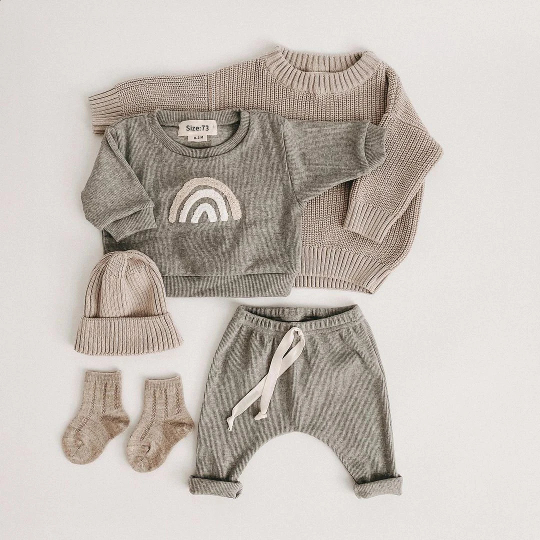 Fashion Kids Clothes Set Toddler Baby Boy Girl Pattern Casual Tops Child Loose Trousers 2pcs ner Clothing Outfit 241225