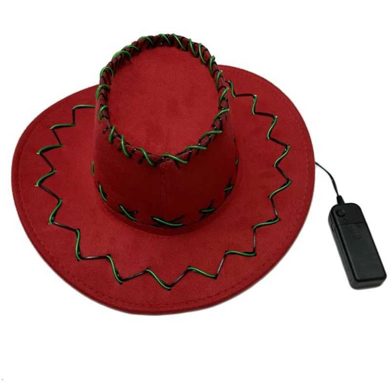 Adjustable Flash Cowboy Hat Womens Carnival Hat Lights Up Fedora Hat Accory W241225
