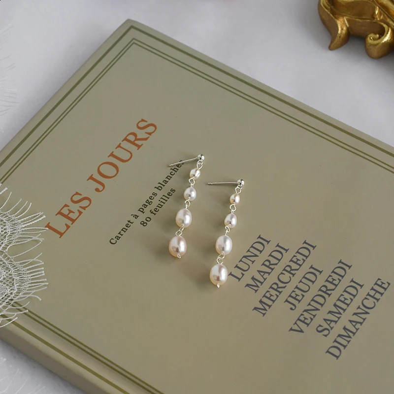 ASHIQI White Freshwater Pearl Long Tassel Earrings for Women with 925 Sterling Silver Handmade Fashion Jewelry Gift 241226