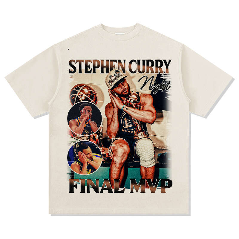 American Street Curry Summer Short sleeved T-shirt Loose Washed Old Fashion Brand Men's and Women's Top