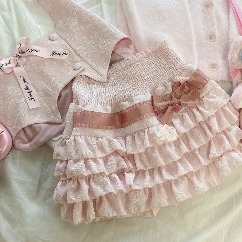 Gaono Lolita Cake Mini Skirts Women Japanese A-line High Waist Pleated Skirt y Kawaii Love Y2k Layered Skirts Fairy Outfit 241224