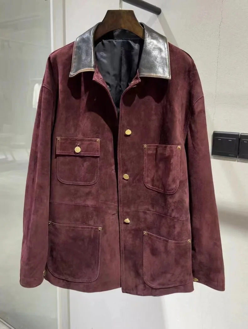 Retro Imported Mixed Sheep Suede Leather Jackets for Women Trendy Soft Kid Medium Long Outwears Female Trench Coat 241227