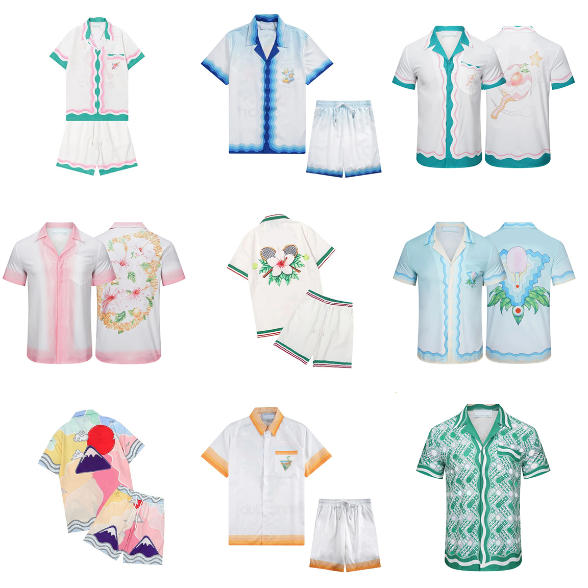 Casas Blanca mens t shirt designer t shirts graphic tee Luxurious Casablancaly beach hipster fabric foil all print Vintage Loose fitting holiday Shorts Shirt Set