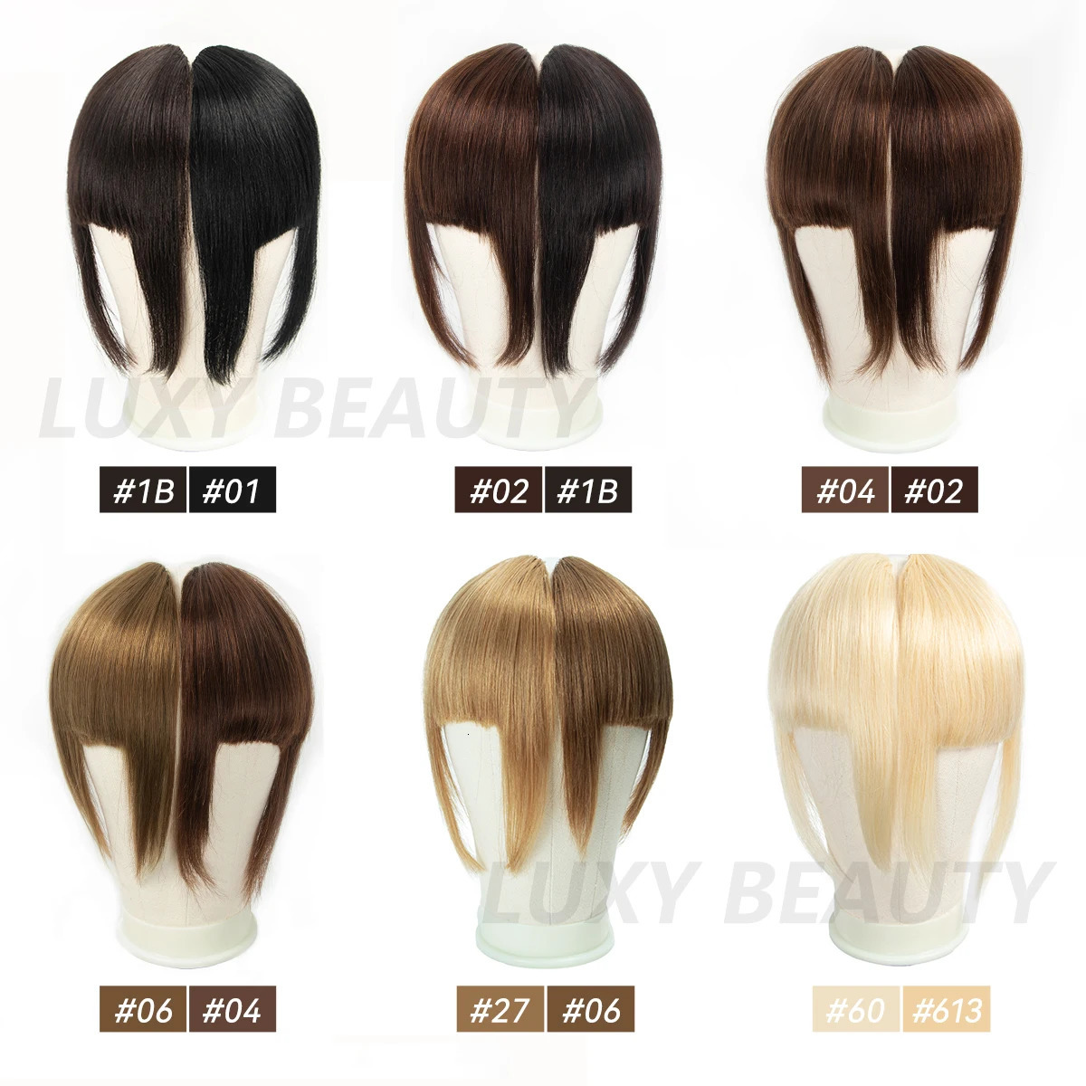 3D Blunt Cut Human Hair Bangs 3 Clips Natural Hair Bangs OverHead Clip In Hair Extensions Non-Remy 2.5x4.5 Black Brown Blonde 241225