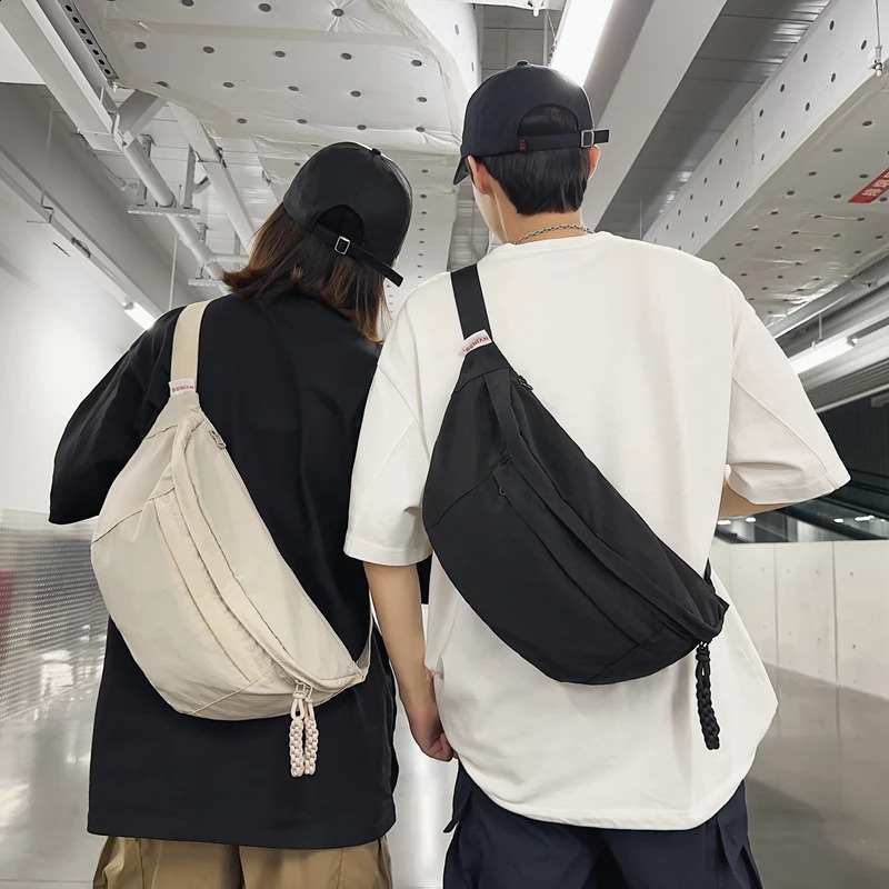 Large capacity mens waist bag Fanny bag Street hip-hop waist bag Casual unisex cross body chest bag Outdoor nylon strap bag 241223