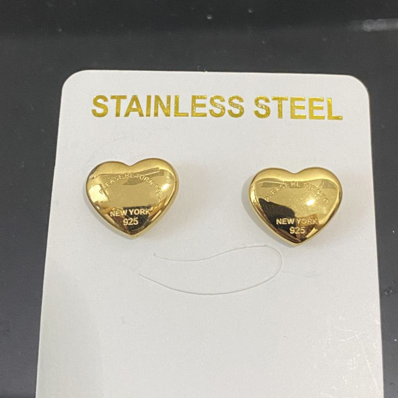 1CM Real Picture Luxury Designer Studs Earrings Classic 3D Heart Fashion Earrings Titanium Steel Earrings For Women Valentine's Gift