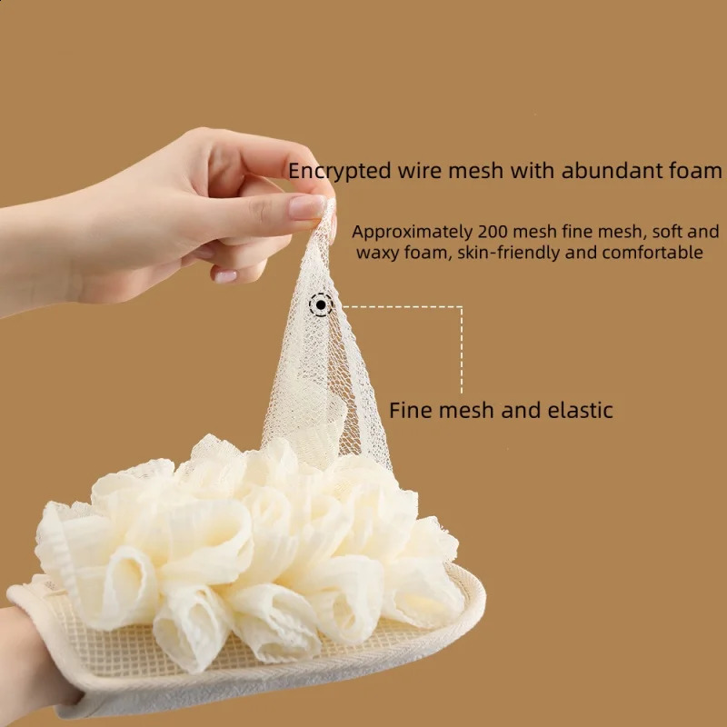 2-in-1 Exfoliating Glove Bath Flower For Bathroom Bath Glove Back Rubbing Bath Ball Bathroom Supplies 241226