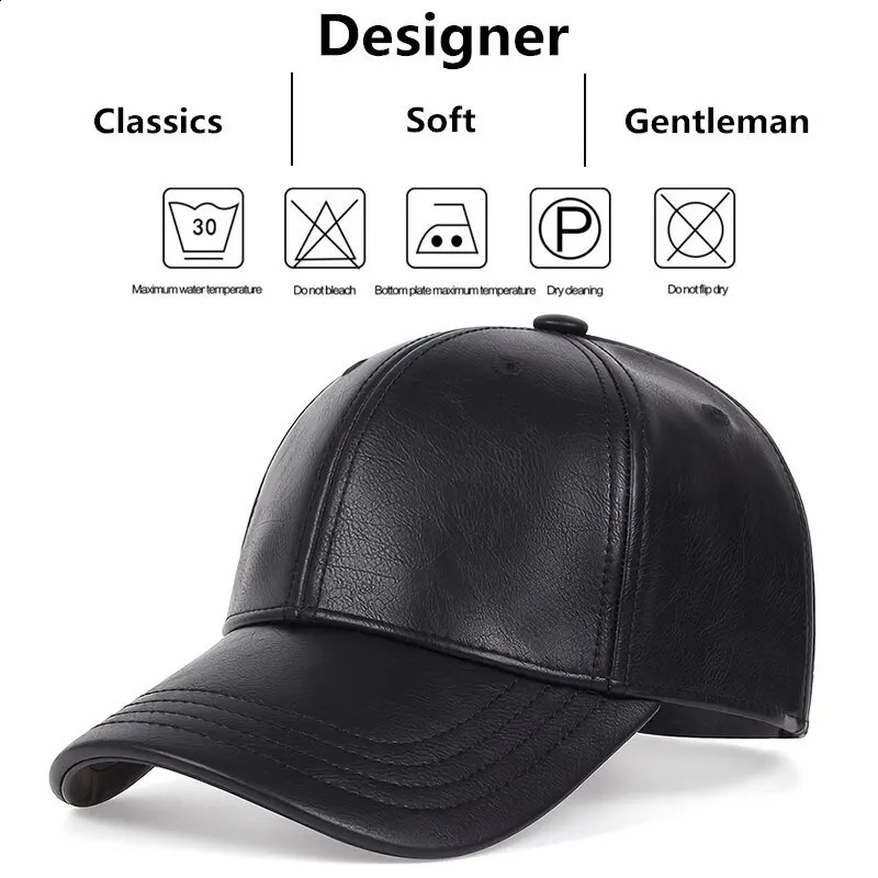 Pu Leather Baseball Caps Spring and Autumn Outdoor Adjustable Casual Hats Sunscreen Hat 241226