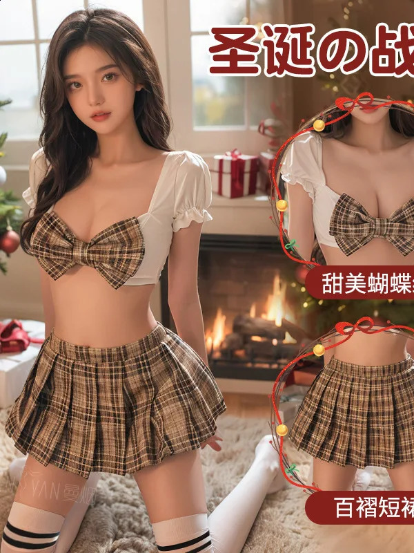 Christmas Sexy Plaid JK Pleated Short Uniform Dress Elegant Square Collar Sweet Fashion Korean Women Dress 18DA 241226