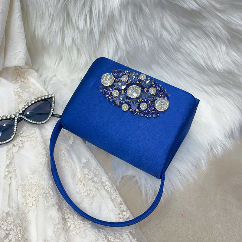 French Style Small Fragrance Socialite Evening Bag Shiny Rhinestones Handbag Small Tote Bag Luxury Hobo Bags 241226