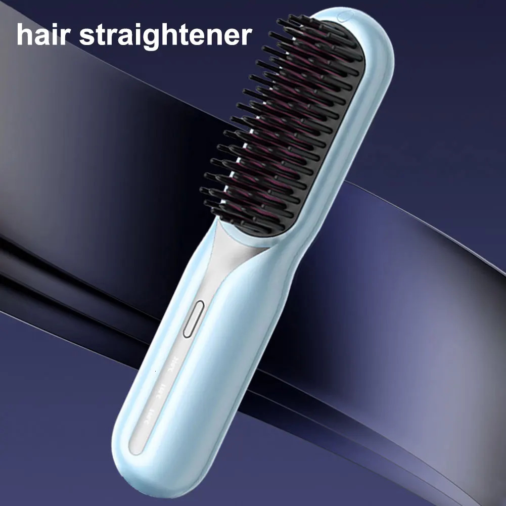 Cordless Hair Straightening Comb 3 Temp Settings Portable Straightening Brush Hair Straightener Comb for All Hair Types 241225