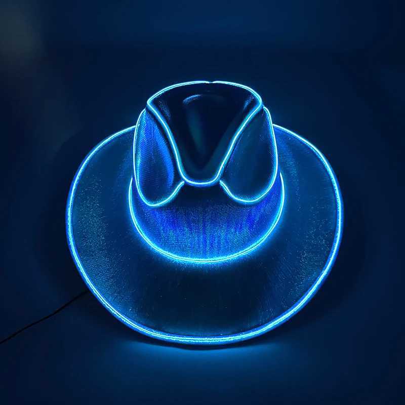Wholesale LED hats travel beach makeup concerts neon lights Rave Gangster Accry Western LED cowboy hats Blinky Lights cowboy hats W241225