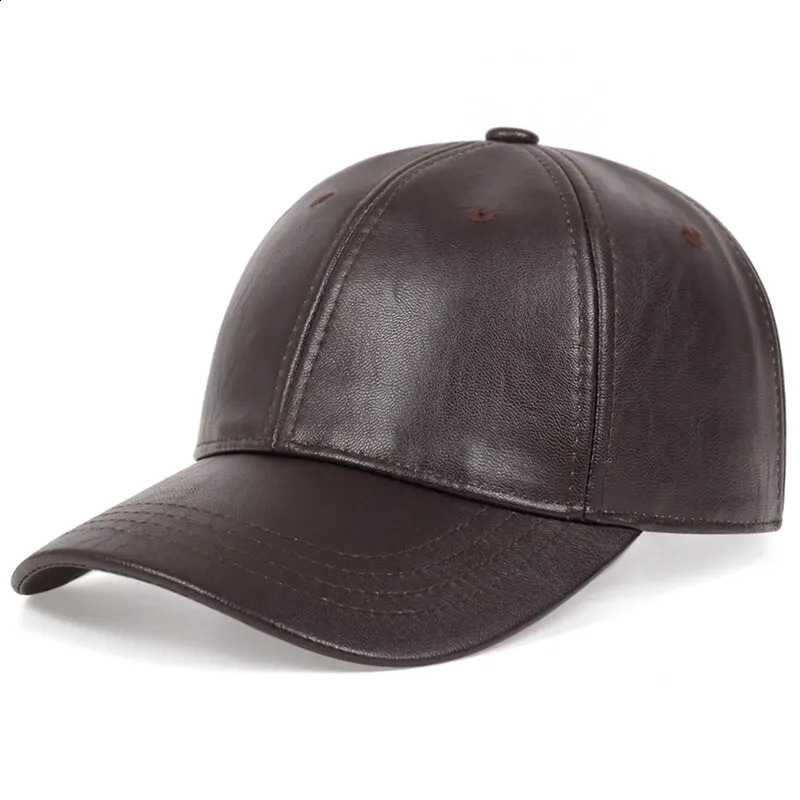 Pu Leather Baseball Caps Spring and Autumn Outdoor Adjustable Casual Hats Sunscreen Hat 241226