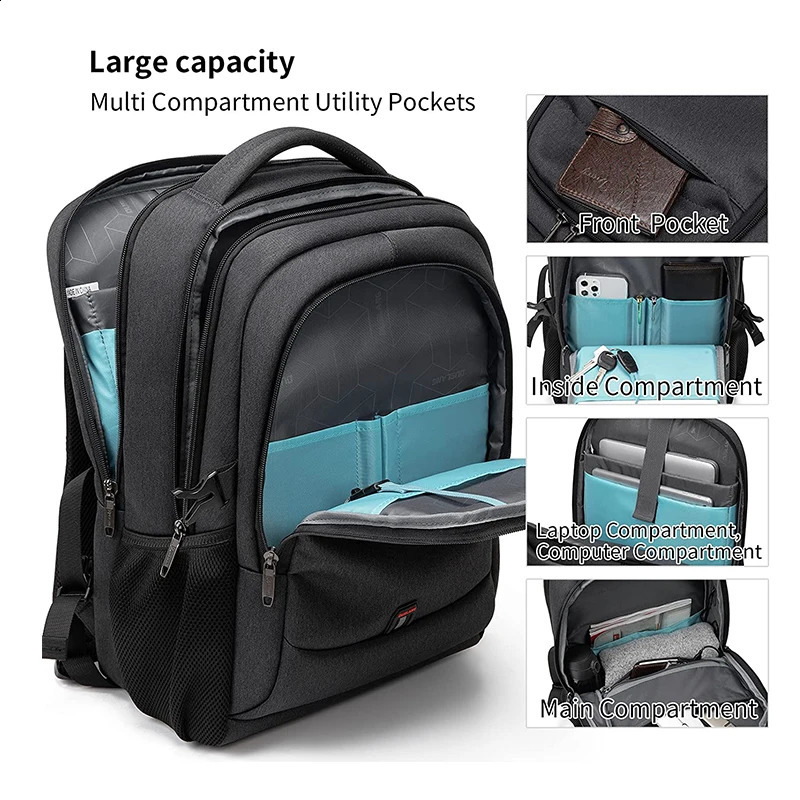 Fashion Water Resistant Business Backpack For Men Travel Notebook Laptop Backpack Bags 17.3 inch Male Mochila For Teen 241226