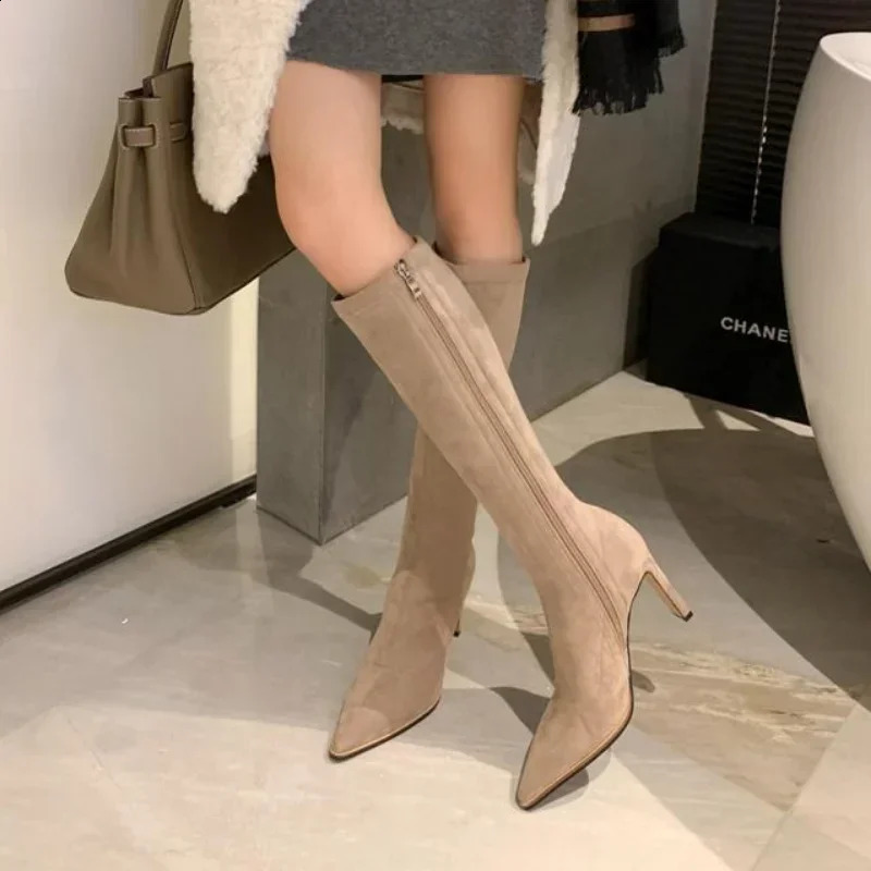 Long Boots for Women Solid Color Elastic In Knee High Shaft Shoes Woman Fashion Footwear Pu Cosplay Boot on Promotion 241226