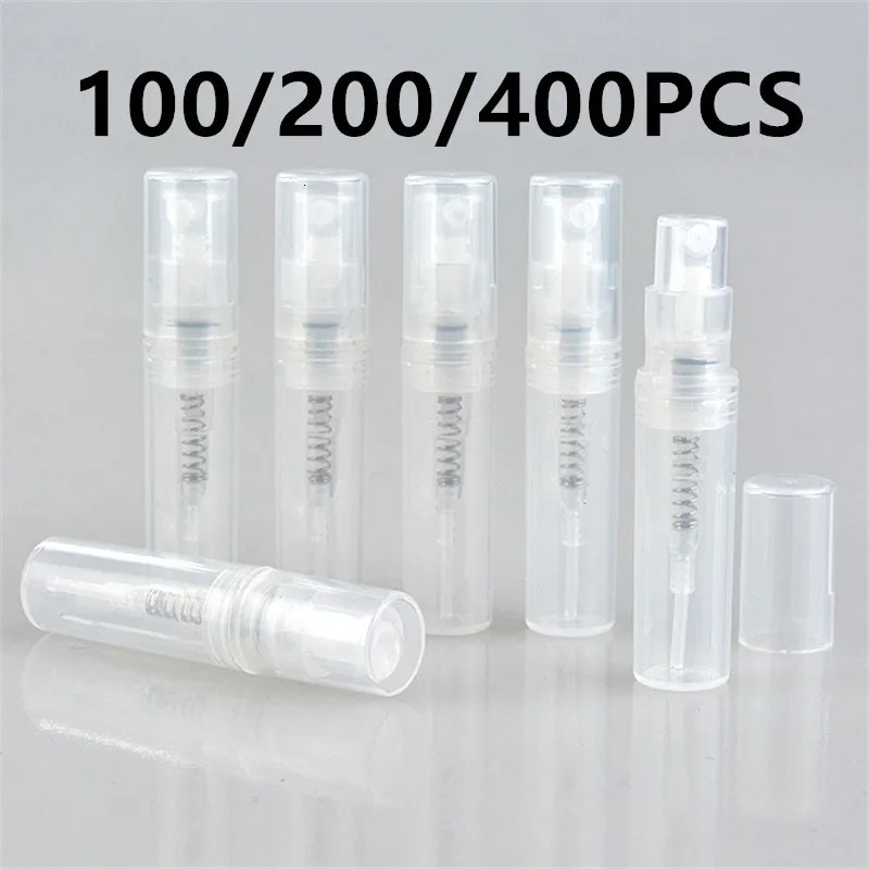 100/200/400pcs 2ML Portable Clear Plastic Spray Bottle Perfume Bottle Atomizer Mini Sample Test Tube Thin PET Vials Wholesale 241225
