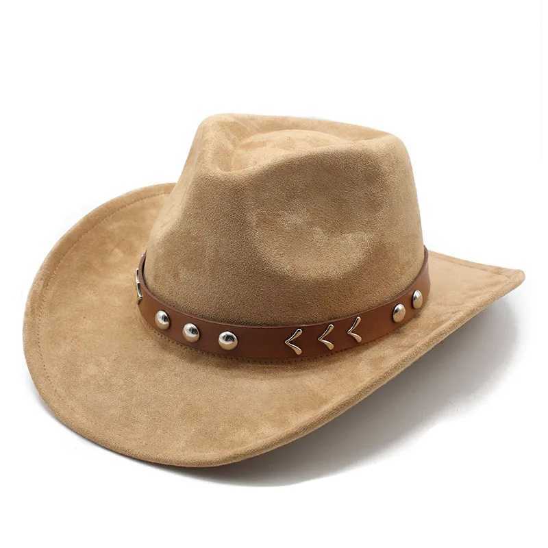 Artificial suede womens western mens cowboy hat mens jazz cowboy hat Fedora hat leather church straw hat felt Cs W241225