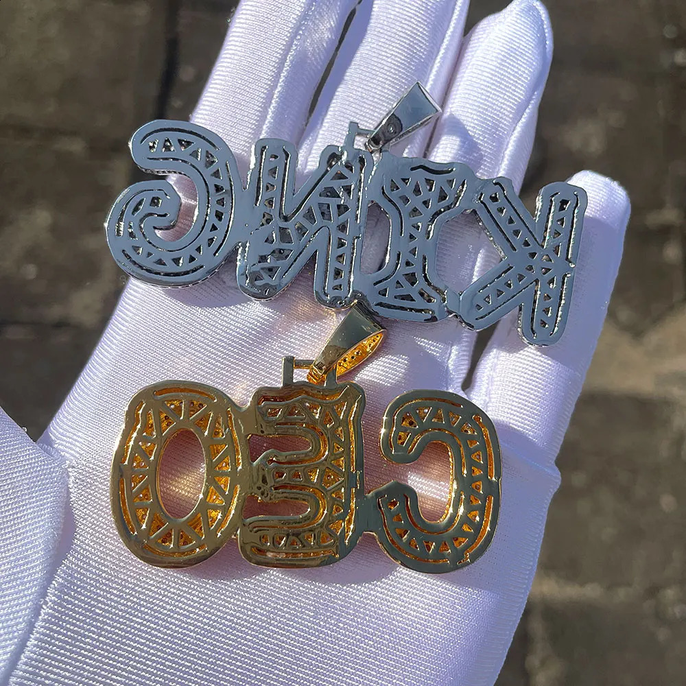 Hip Hop Custom Iced Out Personalized Initial Name Letter Zircon Diamond Pendant Necklace For Women Jewelry 241226