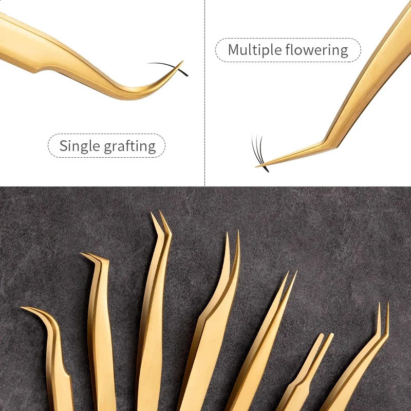4PCS Precision False Lash Tweezers Individual Curved Strip Eyelash Extensions Tools Eyebrow Hair Clip Tongs Nail Makeup Supplies 241223