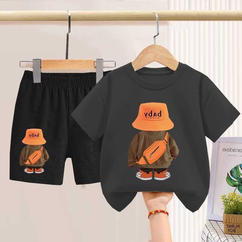 Clothing Sets Summer Baby Girls Clothes Set Children Boy Cartoon Bear Tshirts and Shorts 2 Pieces Suit Kid Casual Top Bottom Outfit TracksuitY241225J3