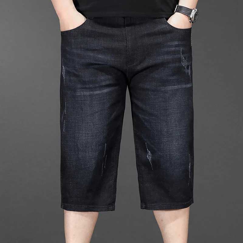 Summer New Product Added Expanded Size Denim Shorts Mens Denim Shorts Trendy Cropped Jeans Dropship New W241226