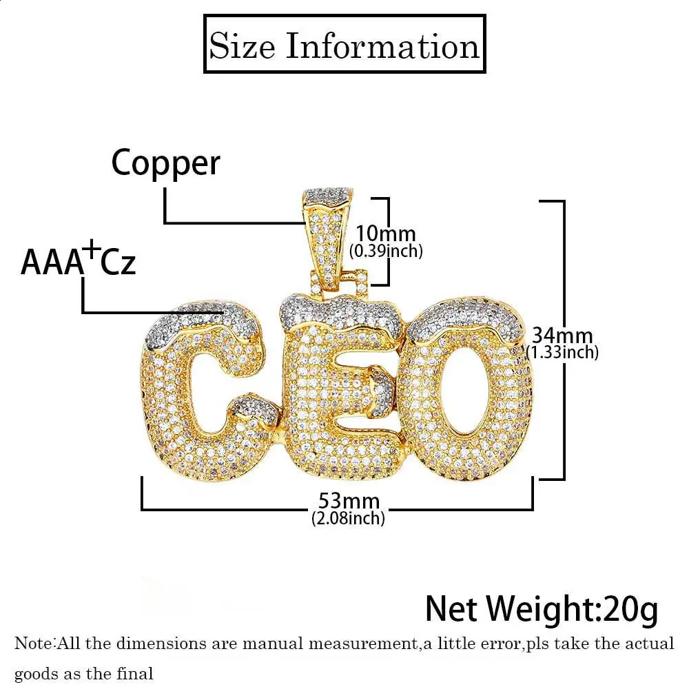 Hip Hop Custom Iced Out Personalized Initial Name Letter Zircon Diamond Pendant Necklace For Women Jewelry 241226