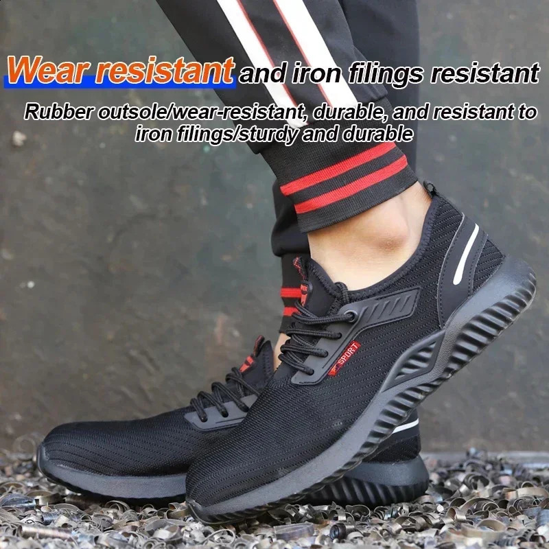 Safety Shoes MENS Steel Anti-crushing MENS Work Shoes Tennis Light Polishing Test Indestructible Shoes Drop 241226