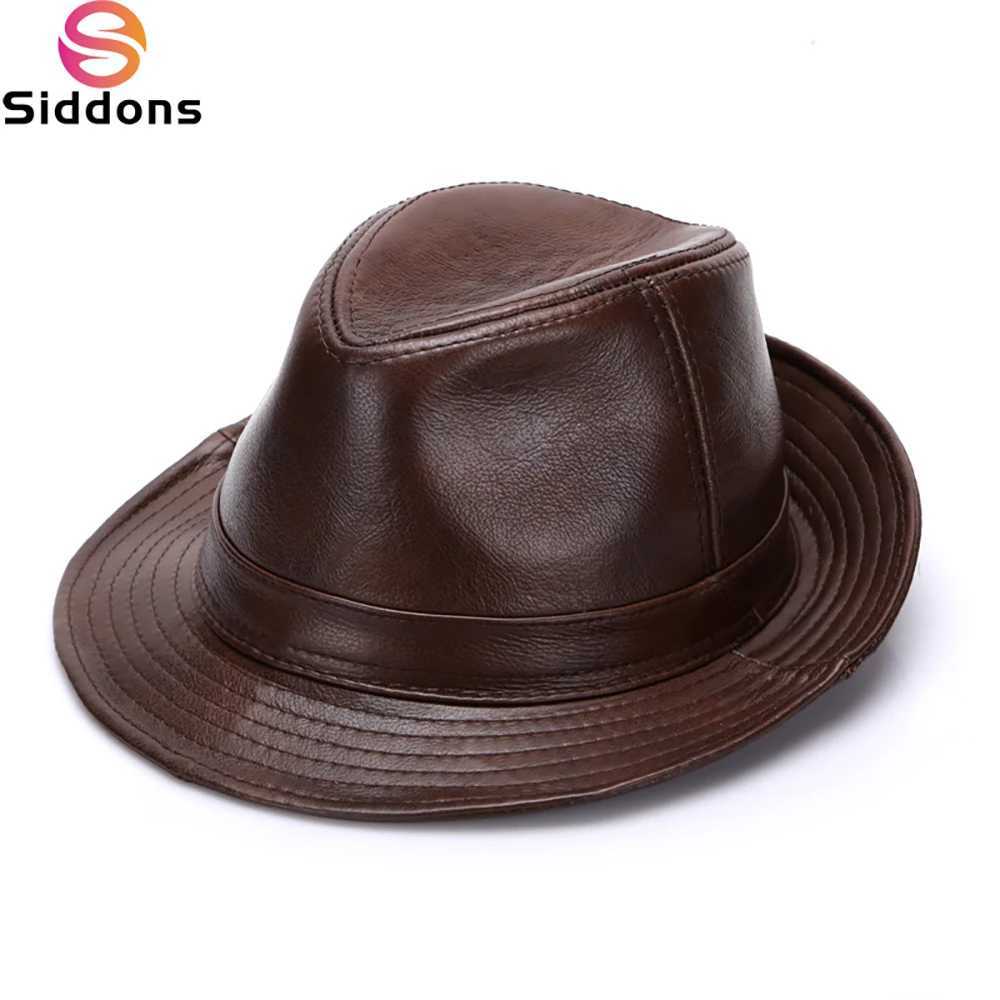 New style autumn winter warm denim% real denim leather hat mens real denim leather hat mens fashion C W241225